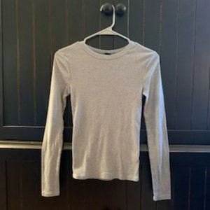 Grey Ribbed Long Sleeve Shirt